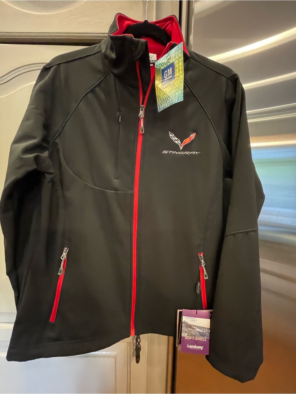 Stingray Women's Black Jacket with Red Trim - Lightweight Softshell